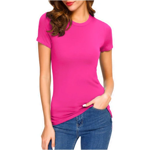 Urban CoCo Women's Crewneck Slim Fitted Short Sleeve T-Shirt Stretchy Bodycon Basic Tee Tops