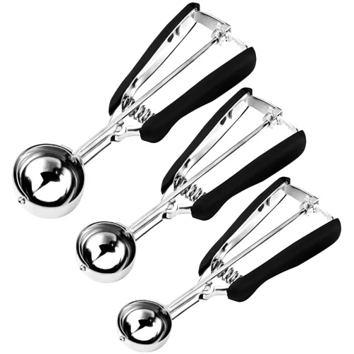 HOMURE H Cookie Scoop Set, Include 1 Tbsp/2 Tbsp/3 Tbsp, Cookie Scoops for Baking Set of 3, Cookie Dough Scoop, 18/8 Stainless Steel, Good Grip, Non-Slip, for Cookie Cupcake Muffin Ice Cream waffle