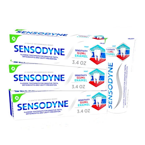 Sensodyne Toothpaste Sensitivity Gum and Enamel, Triple Protection, Refreshing Fluoride Toothpaste, Mint Flavor - 3.4 Ounces x 3