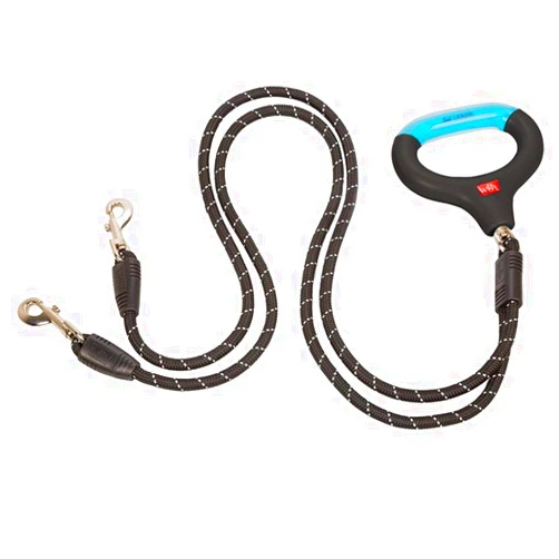 WIGZI Dual Doggie Gel Rope Leash, Medium/Large Size, Black (dual large)