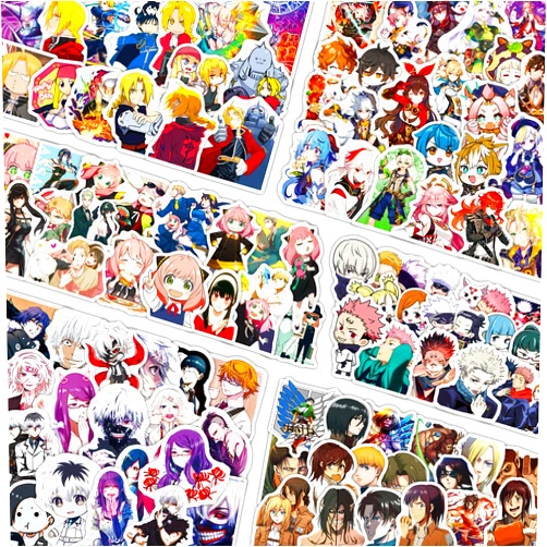 Generic 640 PCS Anime Stickers Mixed with 16 Anime Themes Sticker Pack Water Bottle Stickers for Kids Adults Teens Waterproof Anime Decal Small Stickers Bulk Computer Skateboard Guitar