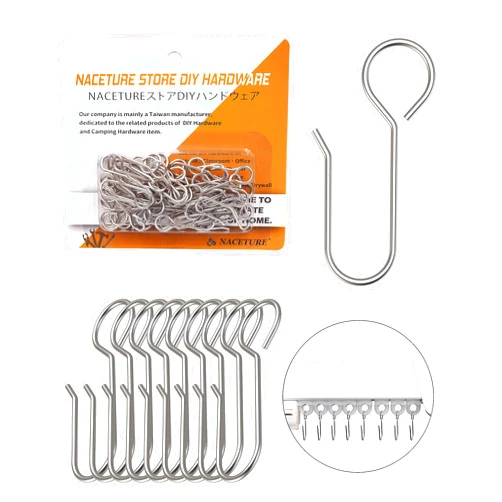 NACETURE Metal Curtain Hooks for Drapes – 50 Pack Drapery Hooks Curtain Track Hooks Hanger S Hooks Stainless Steel Hardware Hooks Small Clips for Ceiling Curtains Track Indoor/Shower/Window