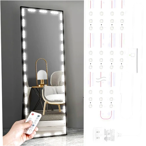 Kintion LED Vanity Mirror Lights with RF Remote, Dimmable Hollywood Style 13ft(4m), Bathroom Waterproof, for Full Body Mirror, Makeup Mirror, Vanity Mirror, Bathroom Mirror(Mirror Not Include)