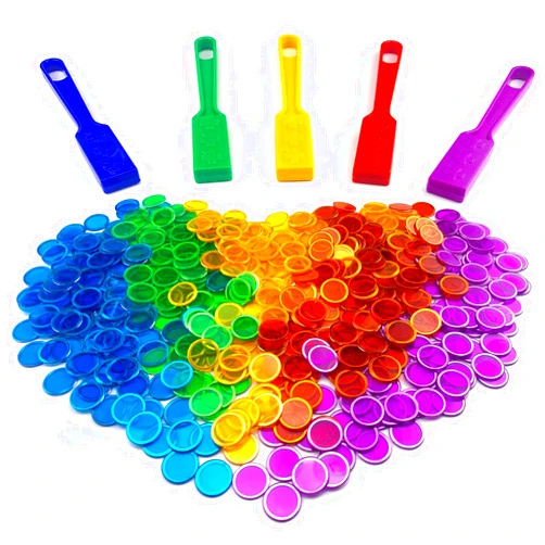 Dacefloy Magnetic Wands and Bingo Chips Game Tokens Educational STEM Kits for Learning, Sensory Bins, Science, Counting & Sorting 5-Pack & 500 Metal Chips