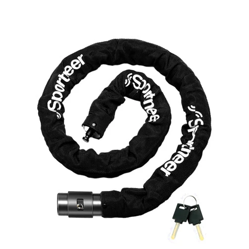 Sportneer Bike Lock: 8mm Thick High Security Anti Theft Bike Chain Lock with 2 Keys- 3.2/4ft Long Heavy Duty Anti-Cut Bicycle Lock for Bike, Motorcycle, Bicycle, Door, Gate, Fence, Grill