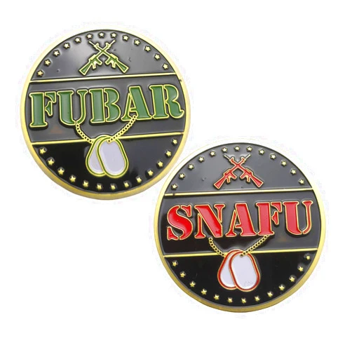 Aomcisi Decision Making Flipping Coin FUBAR Snafu Challenge Coin (Gold)