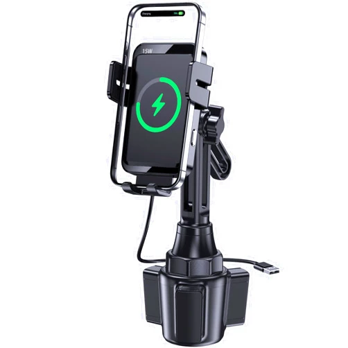 MOKPR Wireless Car Charger, MOKPR 15W/10W/7.5W Cup Holder Phone Mount, Auto Clamping Fast Charging Car Mount, Air Vent Phone Holder for iPhone 16 15/14/13/12 pro/12/11/XS/X/8, Samsung S23/S22/S10/S9/S8, etc