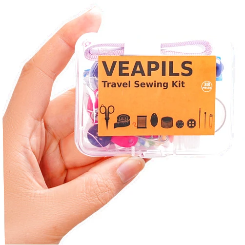 VEAPILS Travel Sewing Kit, Mini Sewing Kit Travel Size with Multicolor Threads, Scissors, Needles, Buttons, 38 Piece Portable Emergency Sewing Set with Case, Sewing Repair Kit for Adults - Craft Supplies (1)
