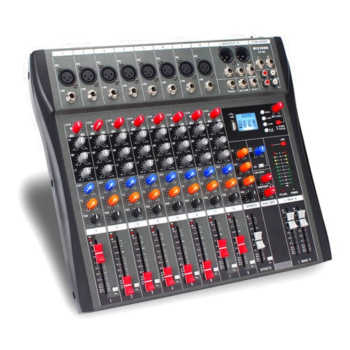 MIZISNR Audio Mixer 8 Channel Digital Mixer, Professional Bluetooth Sound Board DJ Mixers with 48V Phantom Power, USB Interface Stereo Mixing Console Analog Mixer for Karaoke Podcasting (AX-80)