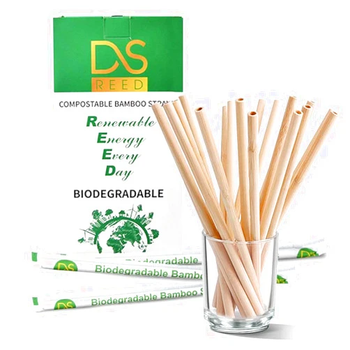 DS REED 100 Pack DS Reed Natural Bamboo Drinking Straw Reusable BPA Free 7.8