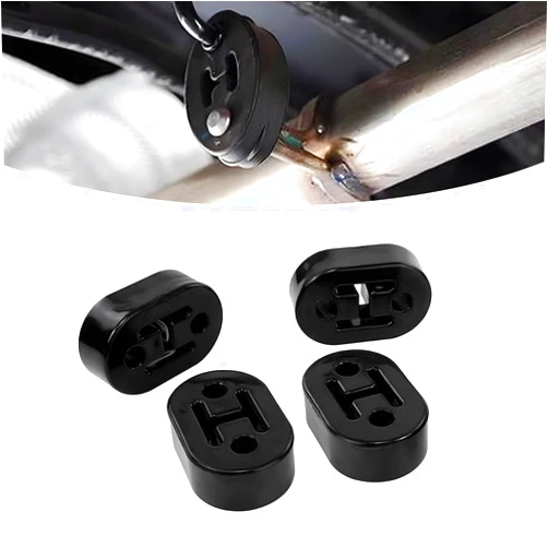 Fasebeek Pack of 4 High-density Muffler Exhaust Hanger, Adjustable Exhaust Pipe Support Bracket, Bushing Muffler Insulator Shock Absorbent Mount Bracket, Universal for Most Cars (Black)
