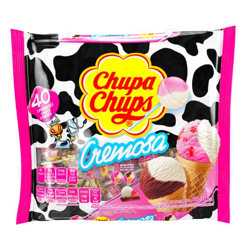 Chupa Chups Cremosa Lollipop Assortment, 2 Ice Cream Flavors, Individually Wrapped Candy for Kids, 16.9 Oz Bag (40 Suckers)