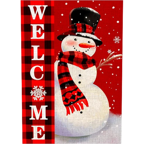 KINPLUB Winter Diamond Painting Kits for Adults, Welcome Snowman Diamond Art Kits for Beginners, DIY Full Drill Round Christmas 5D Paint with Diamonds Kit Gem Art, Christmas Home Wall Decor 12 x 16 Inch