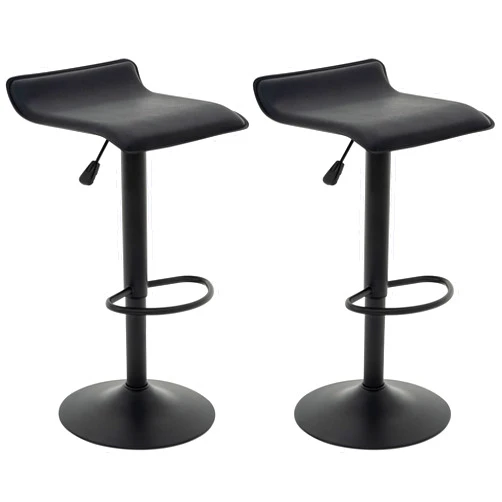 Vogue Furniture Direct Adjustable Bar Stools Set of 2, Modern Swivel PU Leather Airlift Barstools, Backless Kitchen Counter Height Bar Chair for Dining Room (Black, Black Base)