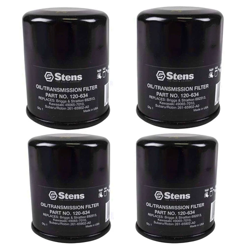 Stens 4pk Oil Filter Replaces John Deere AM107423 Kawasaki 49065-2078 Club Car 1016467 Robin 261-65902-A0 Onan 122-0737-03 Cub Cadet 490-201-0001