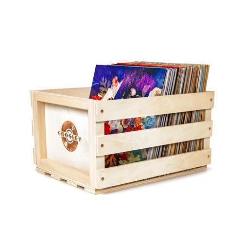 Crosley AC1004A-NA Record Storage Crate Holds up to 75 Albums, Natural