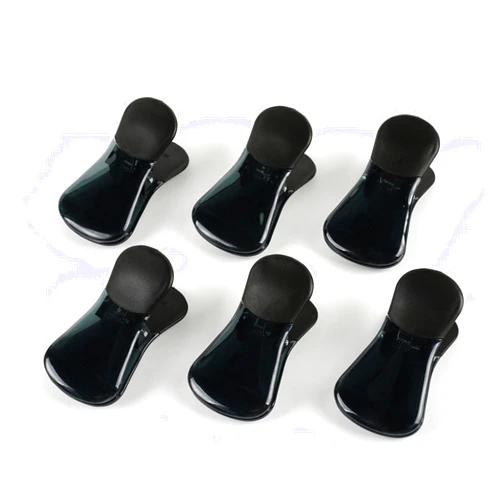 Yi Concept Plastic Refrigerator Magnet Clips Sets， Magnet Paper Clips, Snacks Bag Clips， Multipurpose Clips - Set of 6 (Black)