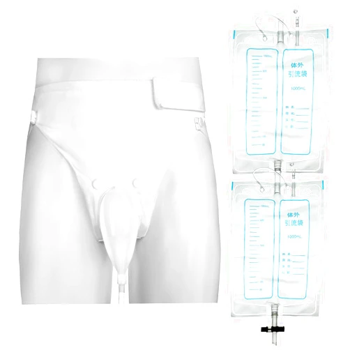 Geiserailie 3 Pcs Urinals for Men Urinary Incontinence Kit Urine Collect Bag Reusable Silicone Urine Collector Portable Wearable Male Urinal System External Incontinence Products for Elderly Bedridden