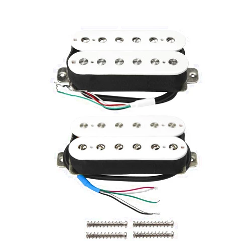 FLEOR Alnico 5 Guitar Pickup Double Coil Humbucker Pickups Neck and Bridge Set White