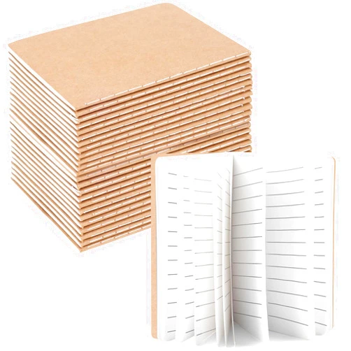 HEYPLACE 24PCS Mini Notebooks Bulk, Lined Pocket Notepads Notebooks 3.5 x 5 Inches Small Journal for Students Traveler School Supplies 30 Sheets/60 Pages Brown