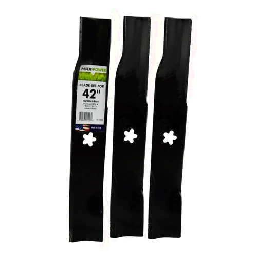 Maxpower 561745B 3-Blade Set for 42 Inch Cut Craftsman/Husqvarna/Poulan Replaces 539-112078, Black
