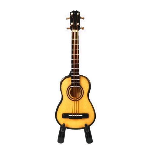 ALANO Miniature Guitar Ornament, Acoustic Wooden Music Instrument Mini Guitar Musical Instrument Holiday Home Decoration (8cm)