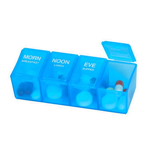 EZY DOSE Daily Pill Case, Medicine Planner, Vitamin Organizer Box, 4 Labeled Compartments, 4 Times a Day, Color May Vary, BPA Free
