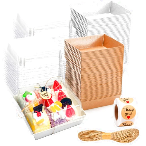 Karasmay 100 Pack Charcuterie Boxes with Clear Lids -Paper Bakery Boxes with Window，Disposable Food Containers Dessert Boxes for Sandwich，Cupcakes, Salads, Strawberries, Cookies and Dessert