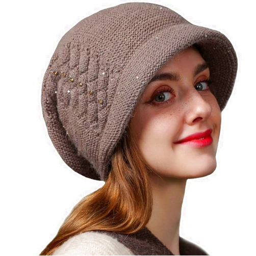 Bonvince Slouchy Beanies for Women Fleece Lined Winter Hats Soft Warm Beanie Hat Ladies Knitting Skull Beanies with Visor