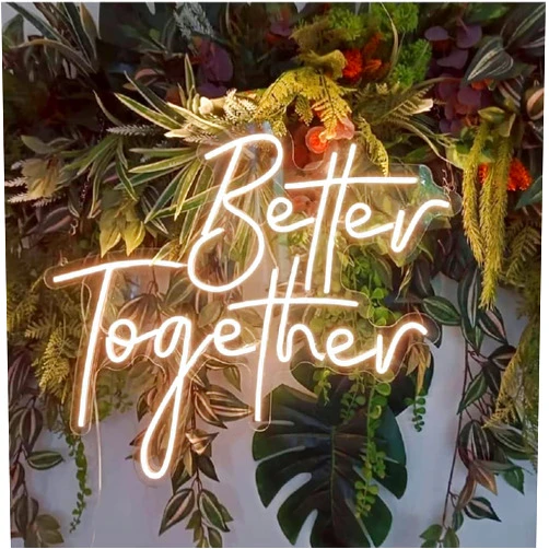 Ulalaza Better Together LED Neon Sign Night Light for Wall Party Décor Bedroom Room Bar Wedding Home Birthday Art Decoration Christmas with USB Chain Light modulator 5v
