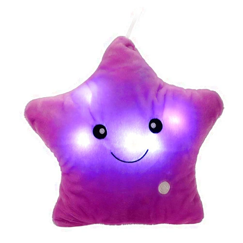 Elfishgo Creative Twinkle Glowing Stars Shape Plush Throw Pillow, LED Night Light Pillow Cushions Stuffed Toys Gifts for Kids, Christmas (Purple)