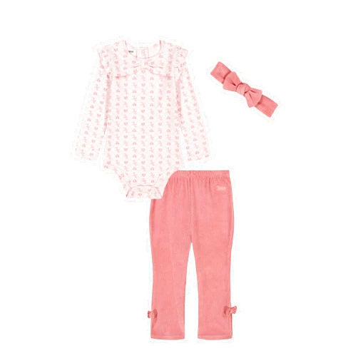 Juicy Couture Baby Girls' 3-piece Set, Long Sleeve Onesie, Leggings, and Hat