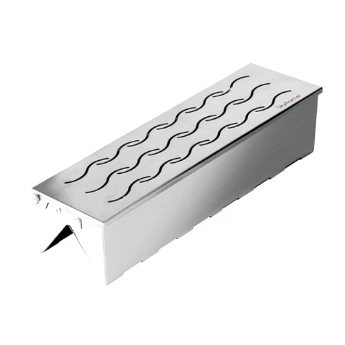 Skyflame Wood Chip Smoker Box, Stainless Steel Double V-shape BBQ Smoke Box with Hinged Lid for Charcoal & Propane Gas Grill, 12.5