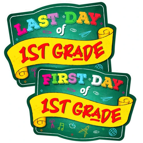 Soul Décor First Day of First Grade School Photo Picture prop, 2 PK Cute and Creative First Day of School Picture Idea, Green Board Sign | Unbreakable Plastic | Made in the USA