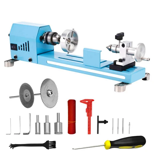 FesmTek Mini Lathe Machine Torno Para Madera Multi-Purpose Lathe With Professional Tools Cutting Grinding Polishing Desktop Metal Lathes