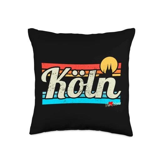 Beautiful Surf Design For Cologne Lovers Köln Saying Retro Vintage Surfer Cologne Lover Viva Colonia Throw Pillow, 16x16, Multicolor