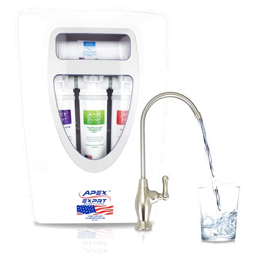Exprt MR-2034 Quality Under Sink Water Filter System, 4 Stage Ultrafiltration UF Undersink Water Filter, Direct Connect to Max Water Flow Brushed Nickel Faucet - .01 Micron Removes Bad Taste & Odor