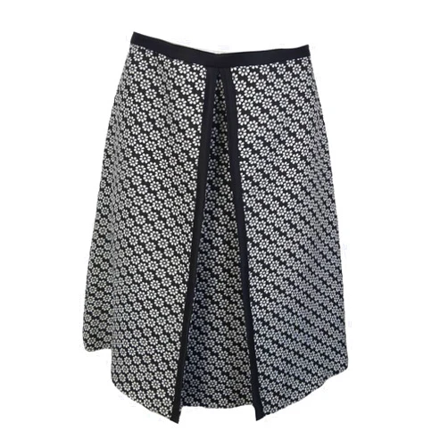 ERIN Women's Flowers Pattern A-Line Skirt, Black, 6