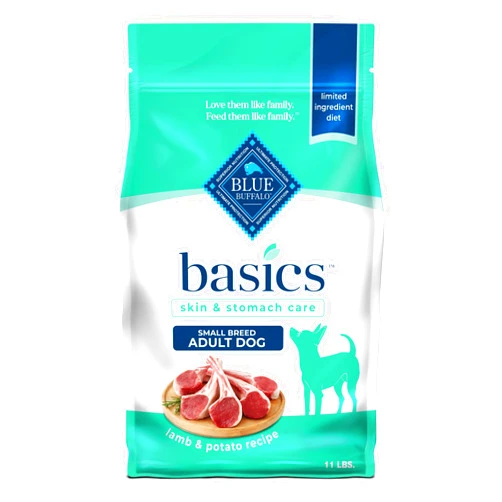 Blue Buffalo Basics Grain-Free Dry Dog Food for Small Breed Adult Dogs, Limited Ingredient Diet, Lamb Recipe, 11-lb. Bag