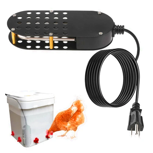 Apipi Submergible Chicken Waterer Heater, 250 W Thermostatic Control Chicken Waterer Deicer, Aluminum Poultry Water Heater for Duck Goose Bird Cow to Drink Warm Water