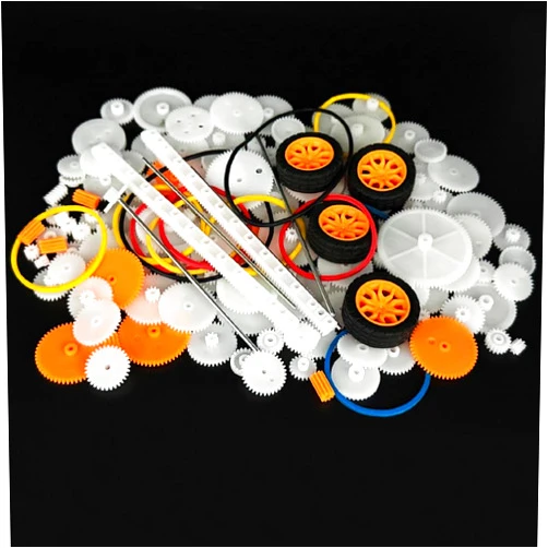 Nieustraszony 150PCS Plastic Gear Kit Toy Wheel with Shaft Axles Rubber Band Small Gear Set for Motor RC Car Truck Helicopter Robot DIY Model Building Parts (150)