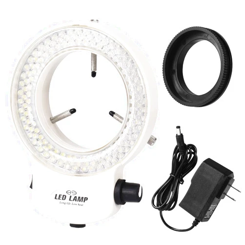 Annhua Microscope LED Ring Light with Dimmer Control, 144 LED Microscope Lamp Source Illuminator Adjustable for Stereo Microscope, Camera and Mini Lathe - White
