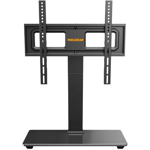 Perlegear Universal Swivel TV Stand for 32–70 inch TVs, Height Adjustable Table Top TV Stand Mount with Tilt, Tempered Glass Base, Holds up to 88 lbs, Max VESA 400x400mm, PGTVS26
