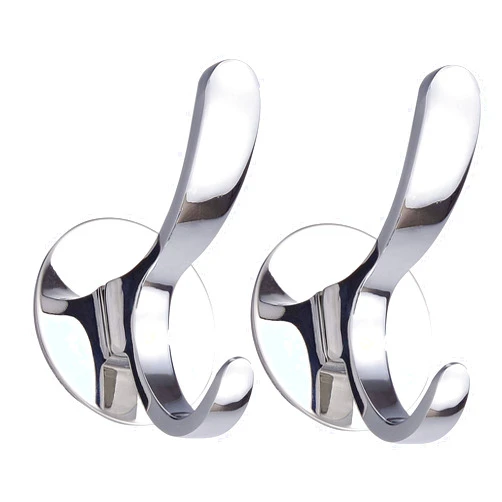 GERUIKE Adhesive Towel Hooks Stainless Steel Self Adhesive Robe Coat Hook for Bathroom Kitchen Wall Mounted Door Clothes Hook No Screws Damage Free