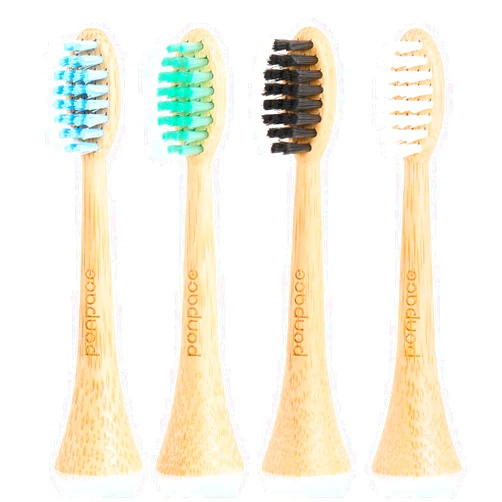 Ponpace Bamboo Electric Toothbrush Replacement Heads Compatible with Philips Sonicare, with Soft Plant-Based Bristles (Flat Soft bristles)