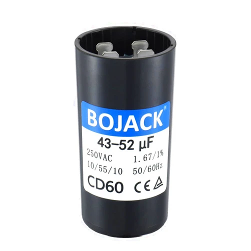 BOJACK 43-52 uf/MFD 250 VAC ±20% 50/60 Hz CD60 Round Motor Start Capacitor