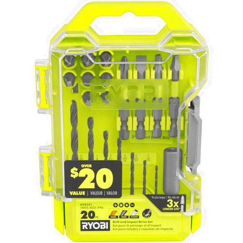 RYOBI 20 PC. Drill and Impact Drive Set
