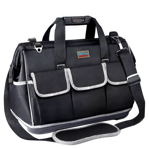 Ounic Tool Bag, Ounic 20 Inch Large Tool Bag With Wide Mouth and Waterproof Strong Molded Base, Heavy Duty Tool Bag Organizer with Adjustable Shoulder Strap Specially Designed for Various Tools