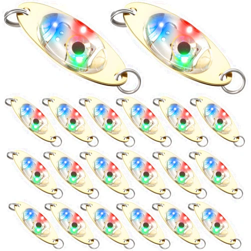 Skylety LED Fishing Lures Fishing Spoons Underwater Flasher Bass Halibut Flasher Saltwater Trolling Deep Drop Fishing Light LED Lighted Bait Flasher