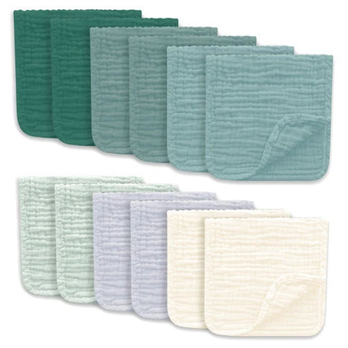 Spotted Play 12 Pack Muslin Cotton Baby Burp Cloths - 20